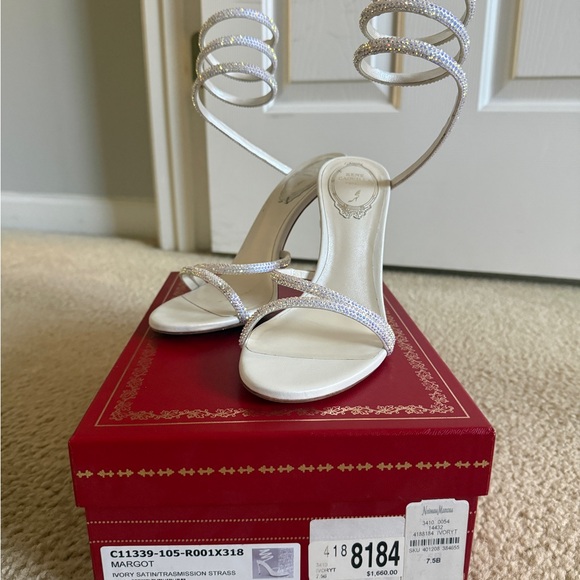 Rene Caovilla Shoes - Rene Caovilla Silver and White Spiral Heels